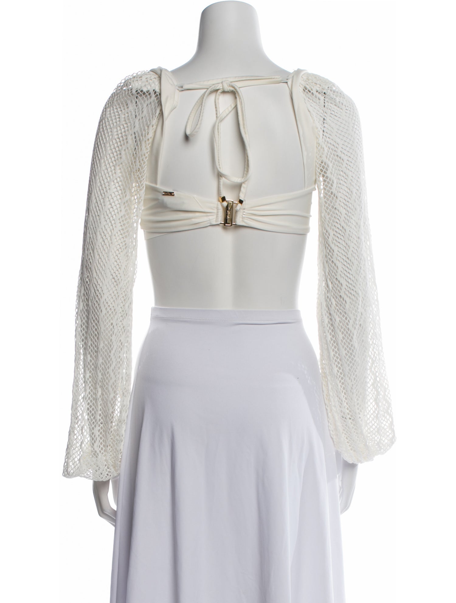 PatBO Square Neckline Long Sleeve Crop Top